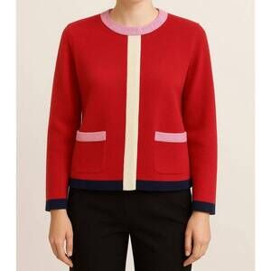 NEW FATE tilly crew neck cardigan in red franco